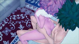 Izuku Midoriya cazzo il suo simpatico compagno di squadra Mina contro un muro-MHA Hentai.