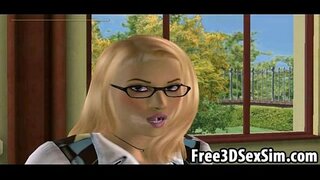 گرم ، شہوت انگیز 3D سکول چاٹ ایک آبنوس فحش تنگ بلی